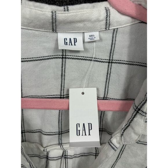 GAP Snap Button Shirt Womens Size XXL White Plaid Long Sleeve Relaxed NEW - Picture 3 of 9